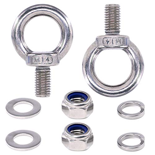 Boulons à œil M14 inox 304 : Fixation sécurisée sans rouille avec rondelles et écrous