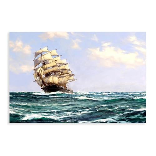 Clipper en haute mer tableau de maître Montague Dawson sur toile haut de gamme 30x45
