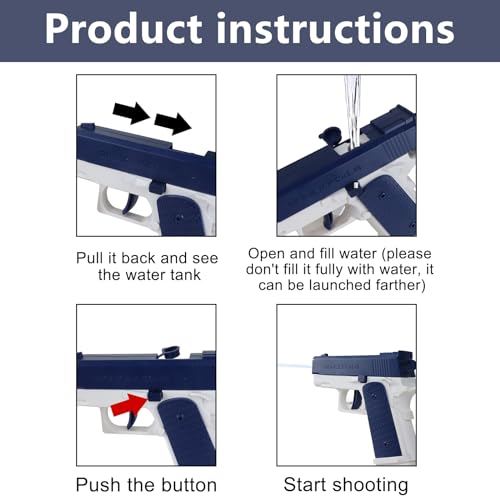 Wasserpistole Kinder, 2 Stück Wasserspritzpistole mit 10 Meter großer Reichweite, Mini Wasserpistolen, Klein Wasserspritzpistole für Kinder Sommer im Freien Pool Strand Wasserspielzeug (2 Blau)