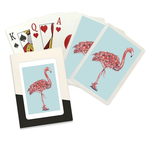 Juego de 52 naipes tamaño póker con flamencos y flores