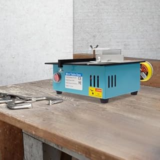 Mini sega circolare da tavolo, mini sega da tavolo con funzione di affilatura, motore doppio da 96 W, velocità 7 livelli, 4 lame con lama diamantata, per legno/metallo/plastica (28 x 21 x 13 cm)