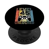 livello 45 sbloccato divertente video gamer bambini 45 ° compleanno regali popsockets popgrip adesivo
