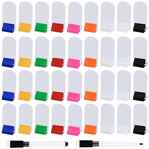 Meetory 65 marcadores de mesa de jogo em branco e 45 suportes de cartões de jogo com 2 marcadores pretos, marcadores de conjunto de bricolage com 9 suportes de cartão multicoloridos, escola, festas