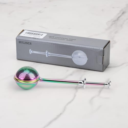 Image of HULISEN Flour Duster for Baking, One-Handed Operation, 304 Stainless Steel Powdered Sugar Shaker Duster, Pick Up and Dust Flour Sifter, Gift Package, Rainbow