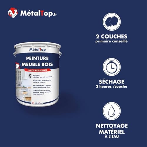 Metaltop - Peinture Meuble Bois - Blanc pur - RAL 9010-1 L - Protège le bois contre les agressions quotidiennes – vue 4