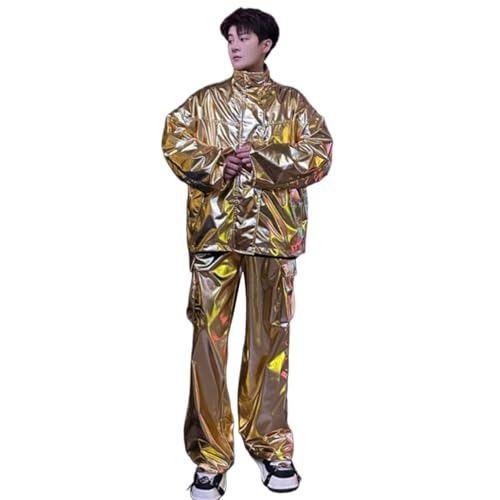 Déguisement de carnaval pour homme ensemble disco métallique brillant