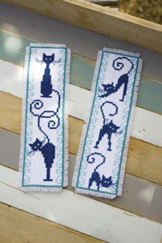 Vervaco Cross Stitch Bookmark Cheerful Cats (Set Of 2) 2.4" X 8" #TOP5