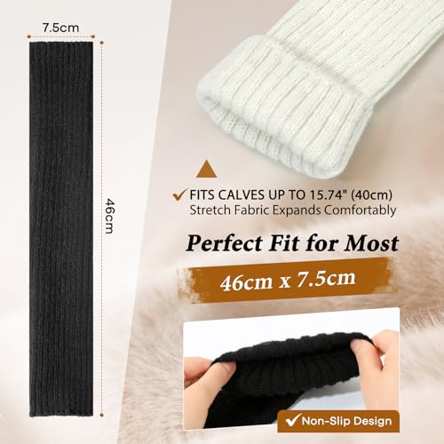 Women’s Leg Warmers 2 Pairs – Ribbed Knit Boot Cuffs for Winter, Dance, Yoga & 80s Party Outfits3