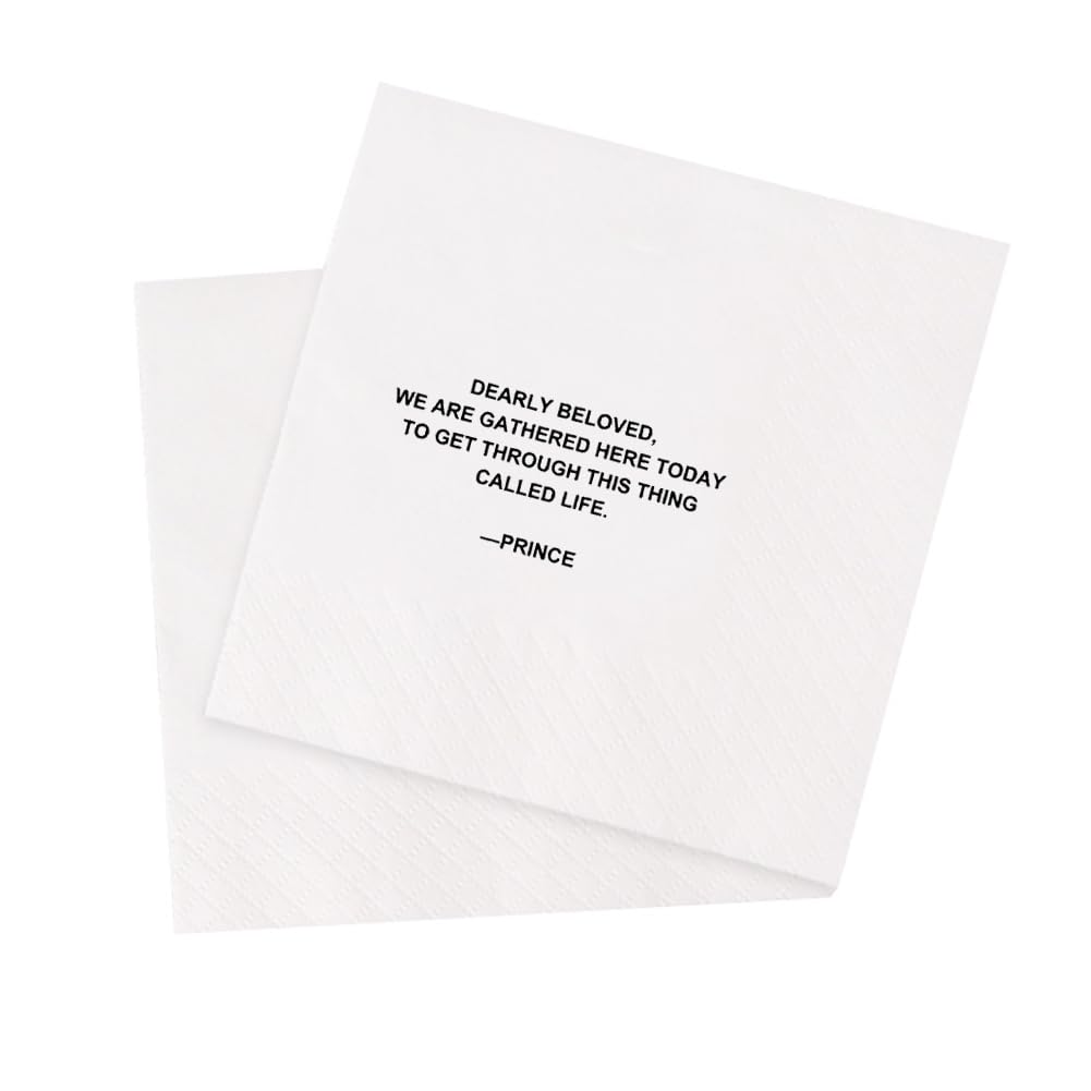 VOWFOO Funny Cocktail Napkins 100Pcs Early Beloved We Are Gathered Here Today To Get Through This Thing Called Life Paper Party Napkins for Wedding