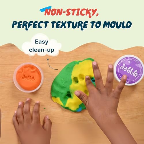 Image of dabble Sensory Playdough for Toddlers and Kids Age 2+ | 100% Natural, Taste-Safe & Gentle on Skin |Gluten-Free, Non-Toxic | Soft, Non-Sticky | Boosts Fine Motor Skills & Creativity | 8 Vibrant Colours