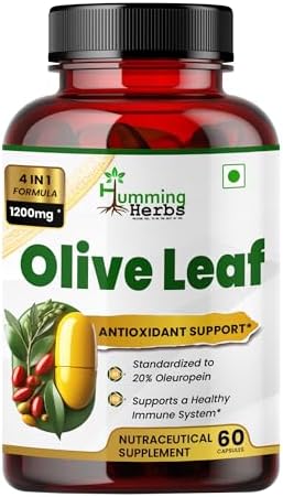 Humming Herbs Olive Leaf & Fruit Extract 1200mg - Advanced Immune Support with Astragalus & Echinacea - Antioxidant-Rich Heart Health Formula