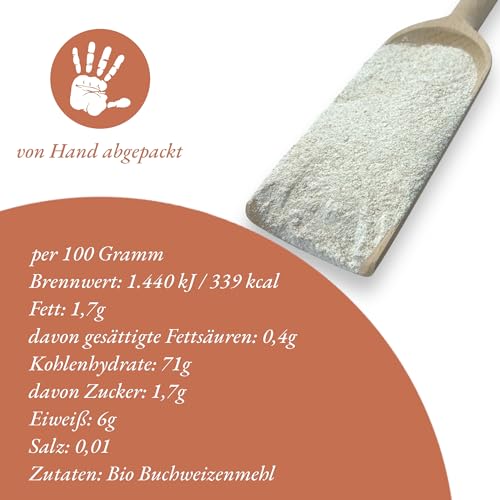 Bio Buchweizenmehl aus nachhaltigem Anbau - 1 kg, hochwertiges Bio-Mehl, vielseitig verwendbar, reich an Nährstoffen
