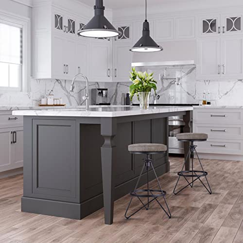 Lokkhan Black Metal Industrial Bar Stool-24-30 Vintage Adjustable Swivel Round Pu Leather Stools,Rustic Farmhouse Kitchen Counter Breakfast Stool,Backless,Welded #TOP1