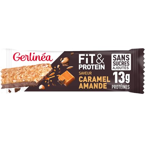 Gerlinea Fit&Protein - Barra Proteína sabor Caramelo Almendras - Sin Azúcares Añadidos - Proteína Después del Deporte - 1 barra