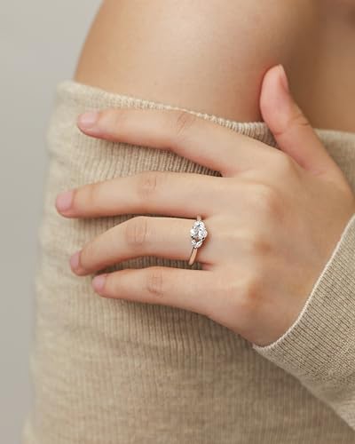 AGVANA 0.5 Carat Oval-Cut Lab Grown Diamond Engagement Ring in Sterling Silver (0.6 Ct. Tw.) Promise Anniversary Wedding Ring for Women (D-E Color, VS Clarity)2