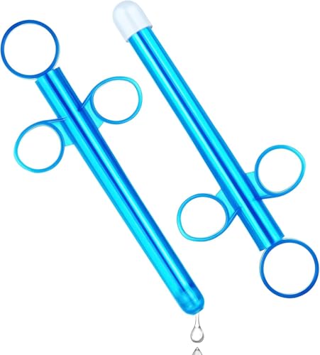 Image of Lube Applicator Vaginal Shooter - 2PCS Lube Applicators, Reusable Lube Shooter with Smooth Rounded Cap, Designed for Personal Use, Easy to Clean, Blue