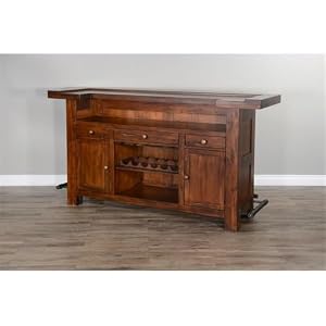 Sunny Designs Tuscany 78 Farmhouse Wood Bar Unit in Medium Brown