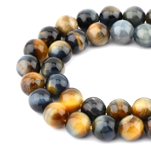 Bymitel 90 pcs Round Loose Stone Beads Gemstone Spacers for Charm DIY Jewelry Making 15.5" per Strand 4mm (Dream Tiger's Eye, 4mm)
