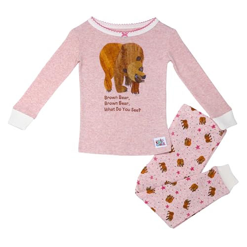 Baby Starters Brown Bear 2-Piece Snug Fit Girls Pajamas (Cotton, Pink Print, 2T)