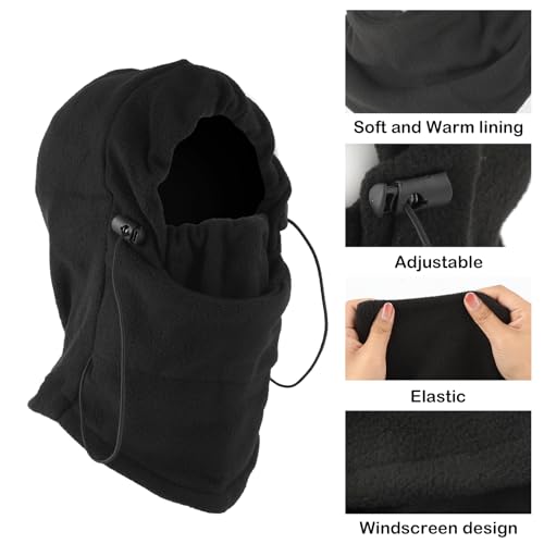 Winter Kids Balaclava Face Mask for Children Boys Girls 4-10 Years Old, Adjustable Warm Windproof Balaclava Ski Mask for Winter Fleece Hat for Outdoor Activities Skiing Motorcycle Riding Running Black3