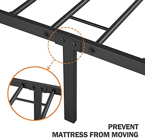 Yaheetech Double Metal Bed Frame with Headboard and Footboard, Solid Metal Slat Bed with Storage, for Adults and Teenagers, Fits for 140x190 CM Mattress, Black