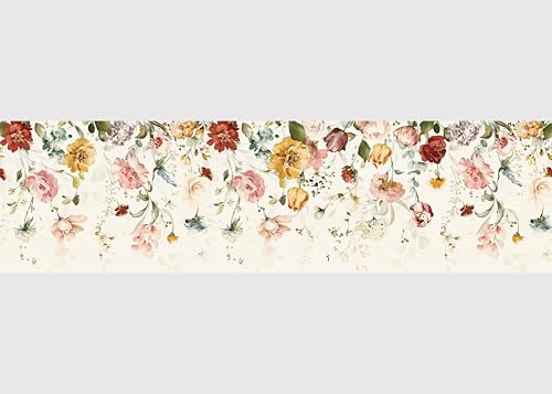 AG Design Selbstklebende Bordüre Aquarellblüten, AWB 8480 | Wasserfest Dekoration für Wände, Möbel, Tapeten, Wandverkleidungen und Türen, Folie | Breite 500 cm x Höhe 13.8 cm