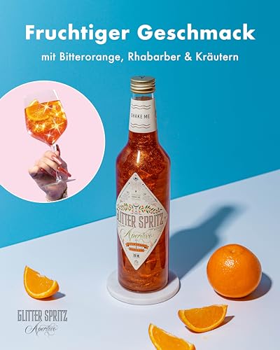GLITTER SPRITZ by Bill Kaulitz - Das Original - Aperitivo 15% vol. - Glitzer Cocktail Aperitif mit Bitter Orange, Rhabarber & Kräutern für Glitzer Drinks Italian Spritz & besondere Anlässe (1 x 0,7L)