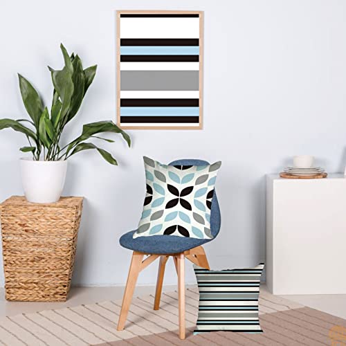 Set Of 6 Geometry Throw Pillow Covers 18X18 Inch,Black And Curry Pale Blue Triangles Decorative Couch Pillow Cases,Modern Floral Linen Square Cushion Covers For Couch Bed Living Room Sofa #TOP5