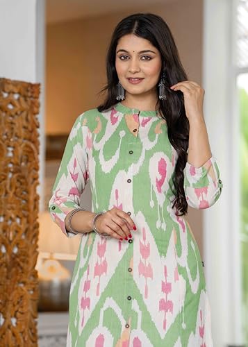 Image of Pistaa's Women's Floral Print A-Line Kurta with Lace Palazzos
