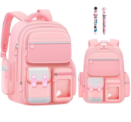 Mochila infantil escolar menino e menina refor?ada e resistente ortop?dica (Rosa)