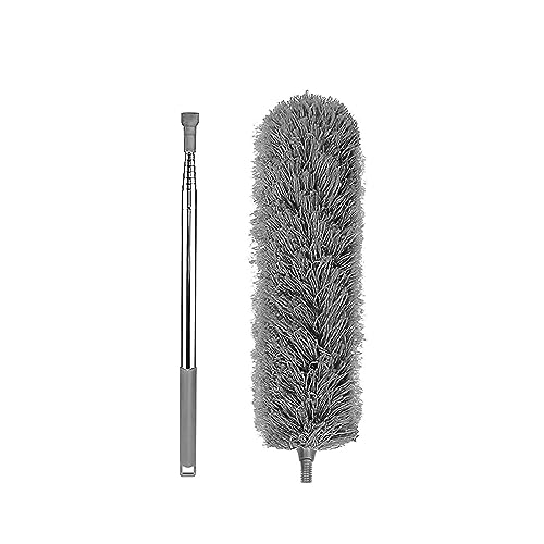 Jinhxofs Gutter Brush, Extendable Pole 17.7inch - 86.6inch Gutter Cleaning Tool for Cleaning Leaves And Debris From The Ground, Gray