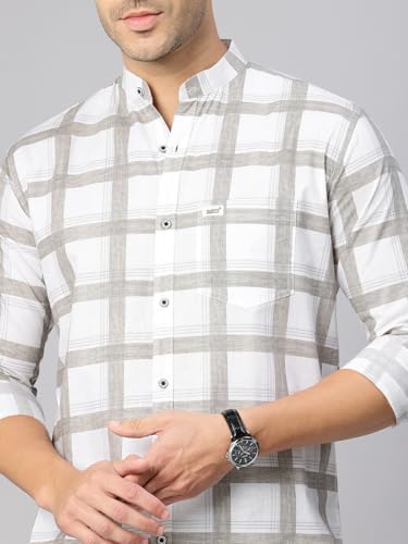 Image of Majestic Man Men's Pure Cotton Mandarin Collar Slim Fit Casual Shirt