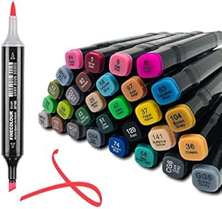 Gute 30 Colours Permanent Markers,Dual Tips Graphic Marker Pen,Assorted Colours,Art Markers,for Coloring Painting Manga Design Kids and Adult,with Black Bag,Quick Drying