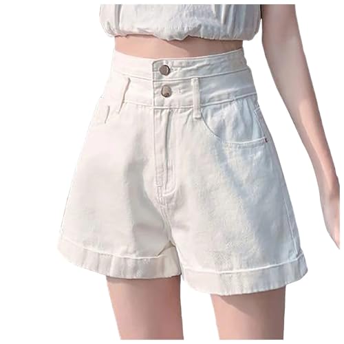Short décontracté en jean à taille haute anti-compression pour l'été