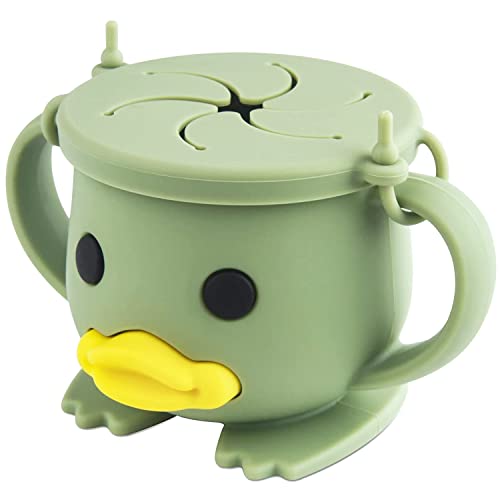 Snackbox Kinder,Silikon Auslaufsicher Snack Becher für Babys und Kleinkinder, Aufbewahrung Snackbecher mit Deckel,Snack Cup, 100% lebensmittelechtes Silikon, BPA-frei, einfach zu halten und tragbar