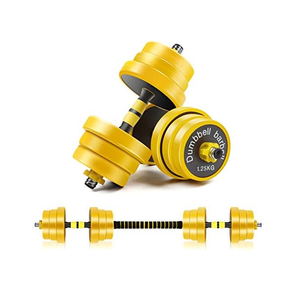 Adjustable Dumbbells Weights Set of 2, Dumbbell Barbell 2 in 1, Easy Assembly Save Space, Home Gym Hand Equipment for Men and Women Workout