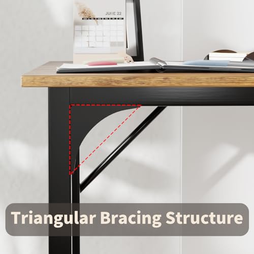 Image of PayLessHere | 47 Inch Computer Desk | Brown | Office Desk with Metal Frame, Adjustable Feet | Water-Resistant, Scratchproof Surface | Sturdy Writing Table for Home Office or Study | Pack of 2
