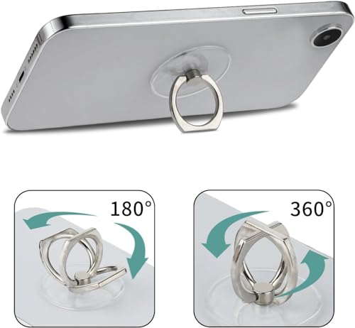 Image of KolorFish Transparent Phone Ring Stand Holder Mobile Phone Ring Holder Finger Grip 360 Degree Rotation (Transparent Round)