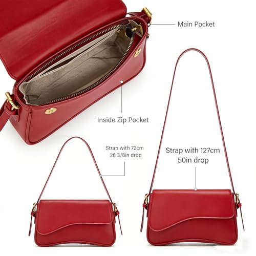 Image of Amszke Shoulder Bag for Women Y2K Crossbody Purse PU Leather Underarm Handbag 2 Adjustable Strap for Daily Commute Travel