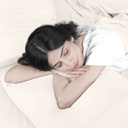 Image of Utopia Bedding Queen Size Sheet Set - 4 Piece Bed Sheets, Soft and Breathable Microfiber, Includes 1 Fitted Sheet, 1 Flat Sheet and 2 Pillowcases - Oeko-Tex - (Ivory) (Pack of 2)