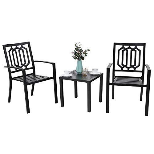 MFSTUDIO Classical Steel Patio Bistro Set,3 Piece Outdoor Furniture with 2 Chairs