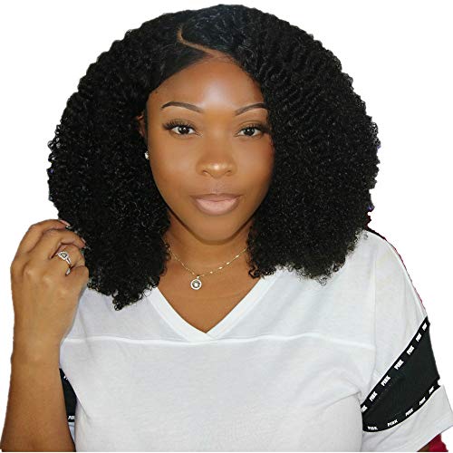 Afro Kinky Curly Lace Front Wigs Human Hair Brazilian Pre Plucked With Baby Hair For Black Woman 20 inches 130% Density