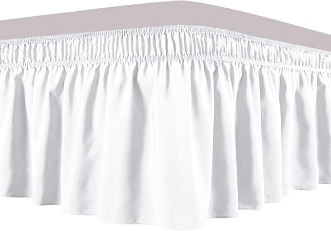 Obytex Wrap Around Bed Skirts, Cotton Bedskirt Elastic Dust Ruffle Silky Soft & Wrinkle Free Classic Stylish Look in Your Bedroom (White, Twin-12'' Drop)