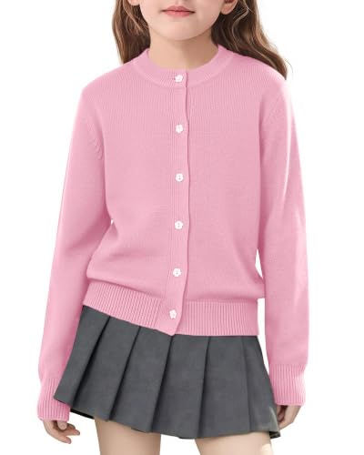 Image of Girls Cardigan Sweater School Uniforms Toddler Long Sleeve Button Knit Solid Sweaters Tops