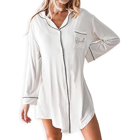 ModParty Bride Pajamas White Sleepshirt Bridal Shower Gift for Bachelorette Cover