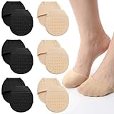 6 Pairs Ball of Foot Cushion Socks, No Show Liner Half Sock for Women Non-Slip Seamless Sandal Flat Socks Womens Toe Cover with Padding Toe Topper Liner Sock for Women Flats High Heels