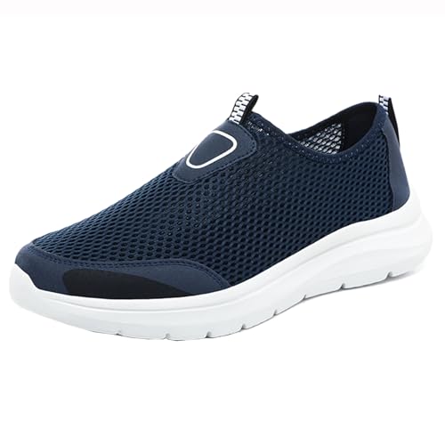 SJJH Zapatillas deportivas para hombre, ligeras, transpirables, diseño delgado con suela suave, ideales para el uso diario y estilos de vida activos, azul oscuro, 43 EU