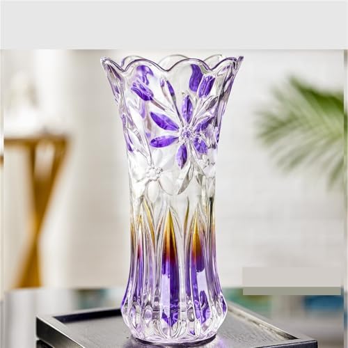 Vase fleur décoration maison en verre violet pour composition florale