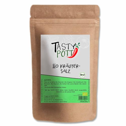 Tasty Pott Sel aux herbes bio 30 g | Cuisson & rôti | Mariner & assaisonner | Sel salé et épices | Qualité bio | Sac de conservation économique