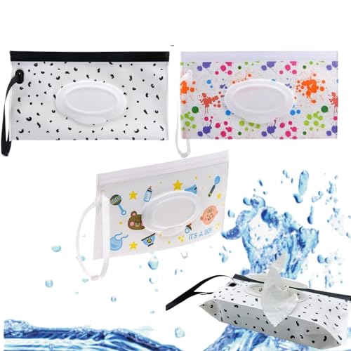 Dispensador de Toallitas,3PCS Dispensador Toallitas Bebe,Bolsa Toallitas Bebe Portátil,Bolsa para Toallitas,Bambebe Funda Humedas Toallitas Bebe,Viajes Bebe Mojado Tejido Caja,Wet Wipes Dispenser